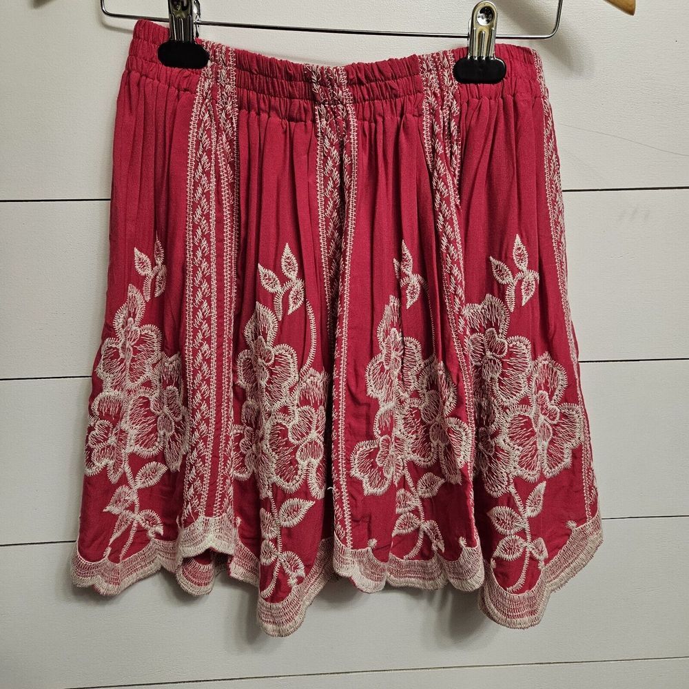 Solitaire Skirt Women M Pink Bloom Cottage Fairy Peasant Coastal‎ Western Rodeo